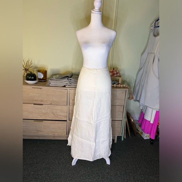 SIXTH SENSE 100% Linen White Mermaid A-Line Lightweight Modest Maxi Skirt Sz XL - Picture 3 of 15